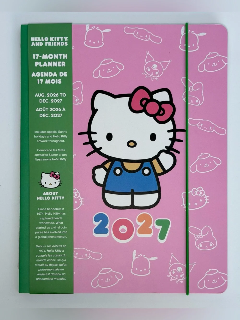 Sanrio Hello Kitty 17-month 2026-2027 Slim Thin Planner (Pink/Green)